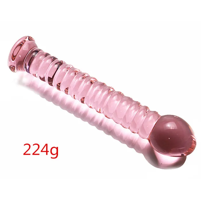 18cm Pink Threaded Crystal Glass Dildo Anal Plug Stylish Pleasure Toy SexyPlay Anal