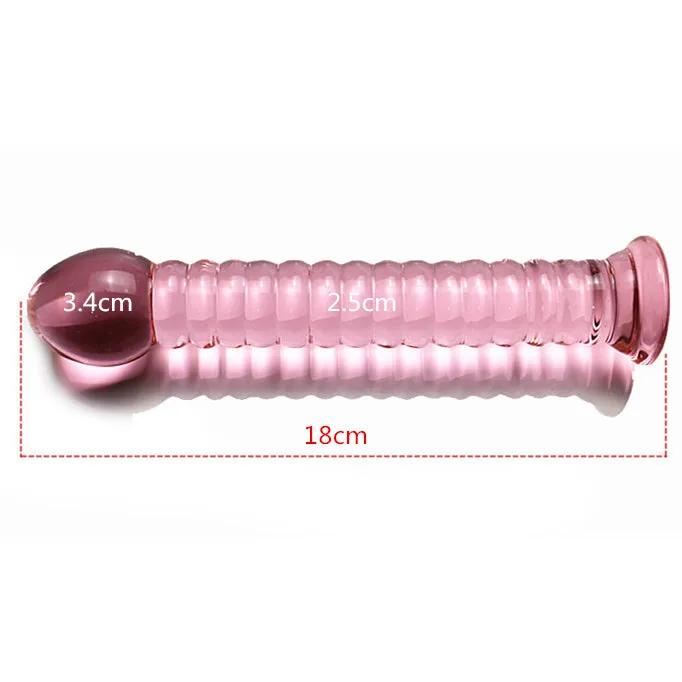 18cm Pink Threaded Crystal Glass Dildo Anal Plug Stylish Pleasure Toy SexyPlay Anal