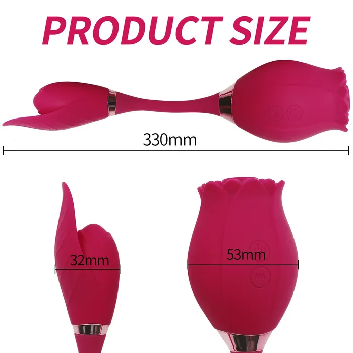 AH Female Sex Toys AH ROSE 3 in 1 DoubleEnded Suction Licking Vibrator