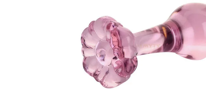 ALMYTY Pink Wearable Crystal Glass Butt Plug Anal Beads Set 6 Unique Shapes for Sensual Play Anal