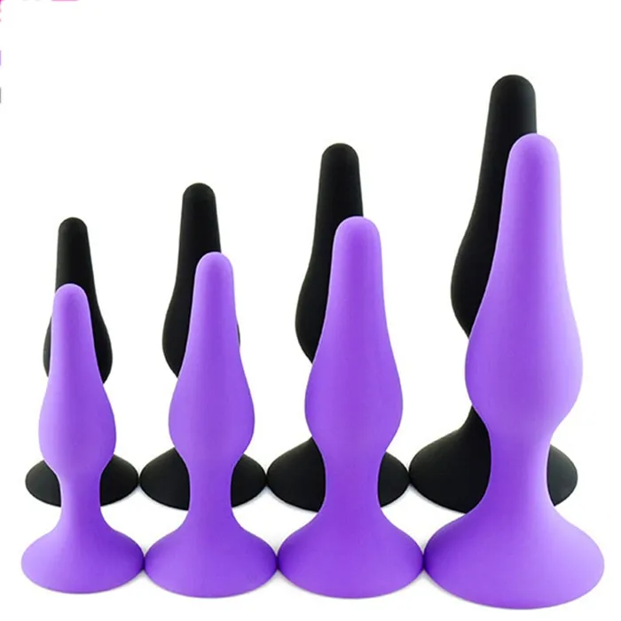 Anal Kinkpod Silicone Plug Trainers in purple or black sizes S M L XL