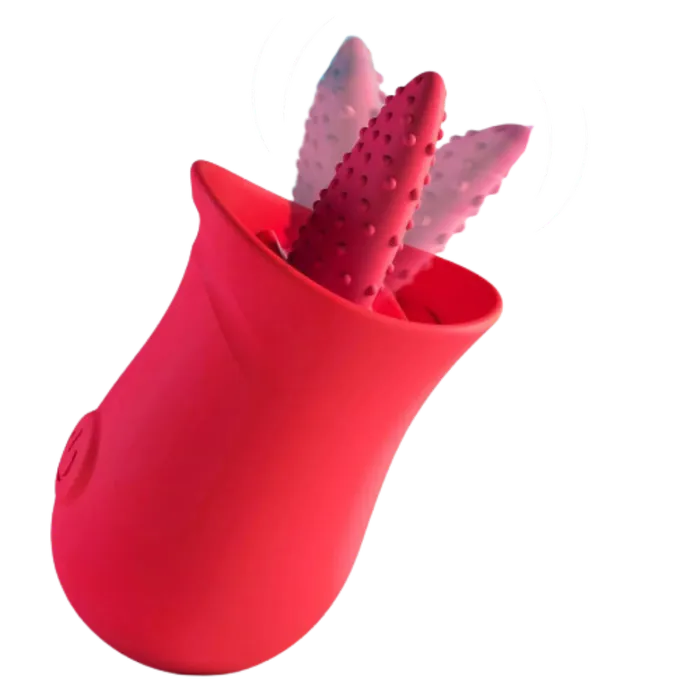 CyprusLoveShop Vibrators Red silicone vibrating Licking Tongue rose Flower