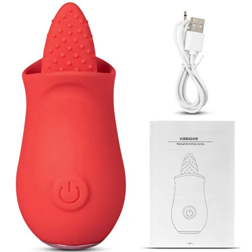 CyprusLoveShop Vibrators Red silicone vibrating Licking Tongue rose Flower