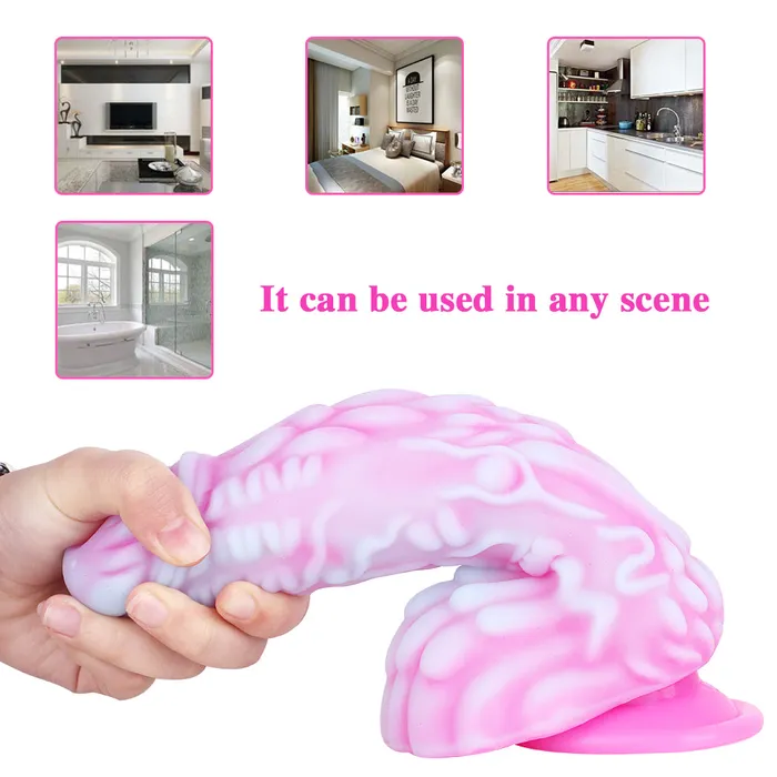 Female Sex Toys MD MD 866 Monster Silicone Realistic Dildo PinkWhite