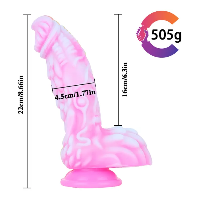 Female Sex Toys MD MD 866 Monster Silicone Realistic Dildo PinkWhite