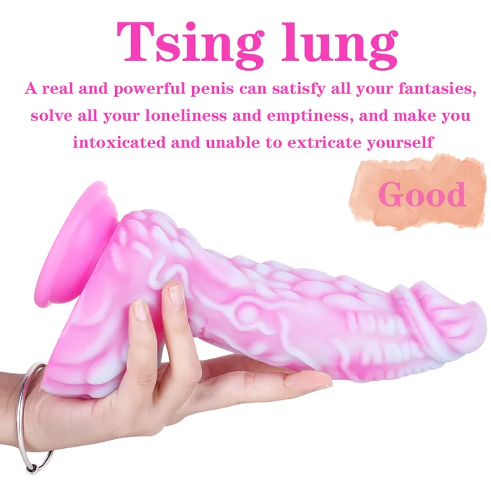 Female Sex Toys MD MD 866 Monster Silicone Realistic Dildo PinkWhite