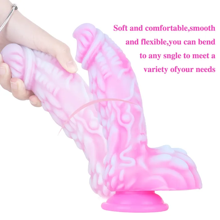 Female Sex Toys MD MD 866 Monster Silicone Realistic Dildo PinkWhite