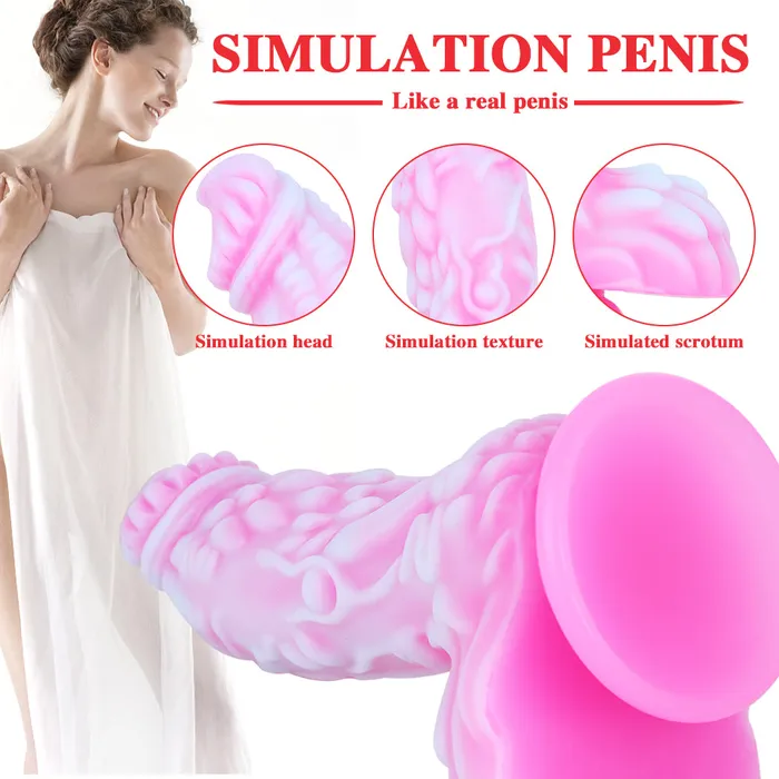 Female Sex Toys MD MD 866 Monster Silicone Realistic Dildo PinkWhite