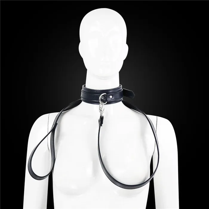 GAINIAN Vibrators BDSM PU Leather Collar Leash Blue