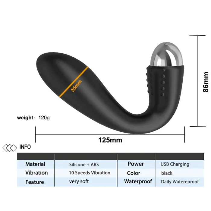 JRL Male Sex Toys JRL Soft Silicone Anal Plug Vibrator Prostate Massager Smooth Edition