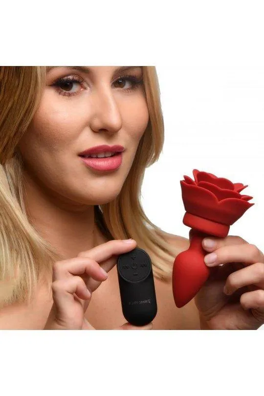 Male Sex Toys Sex On the Go 28X Silicone Vibrating Rose Anal Plug with Remote Small