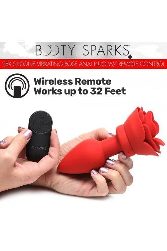 Male Sex Toys Sex On the Go 28X Silicone Vibrating Rose Anal Plug with Remote Small