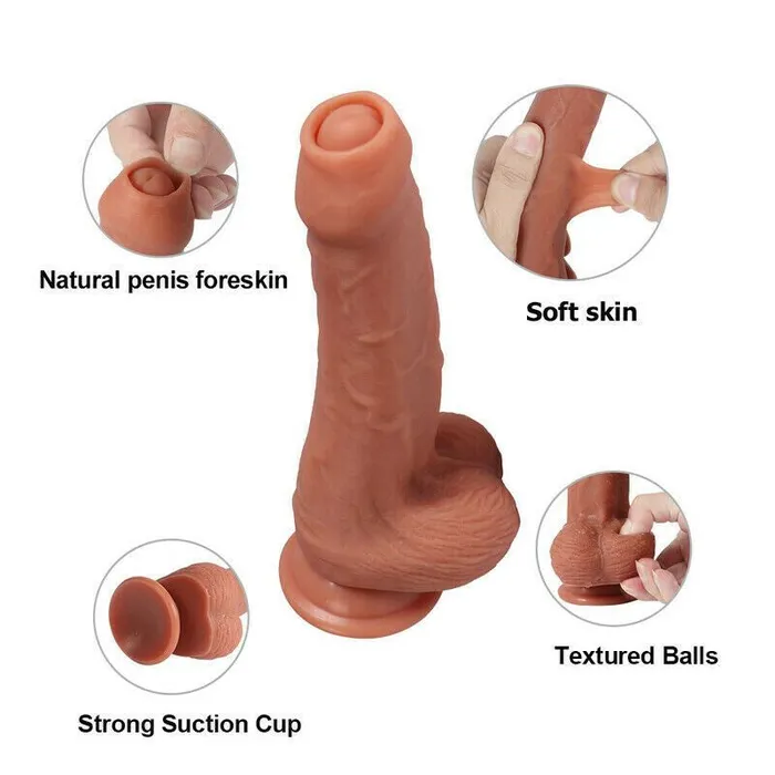 MD 8 inch Super Realistic Dildo with Suction Cup Foreskin Style MD Female Sex Toys