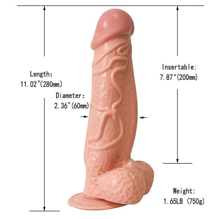 MD Female Sex Toys MD Devil 28cm Realistic Dildo with Suction Cup Nude