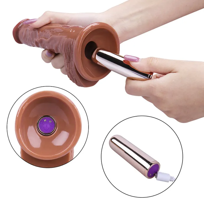 MD Female Sex Toys MD Valen 21cm Realistic Vibrating Dildo with Suction Cup Brown