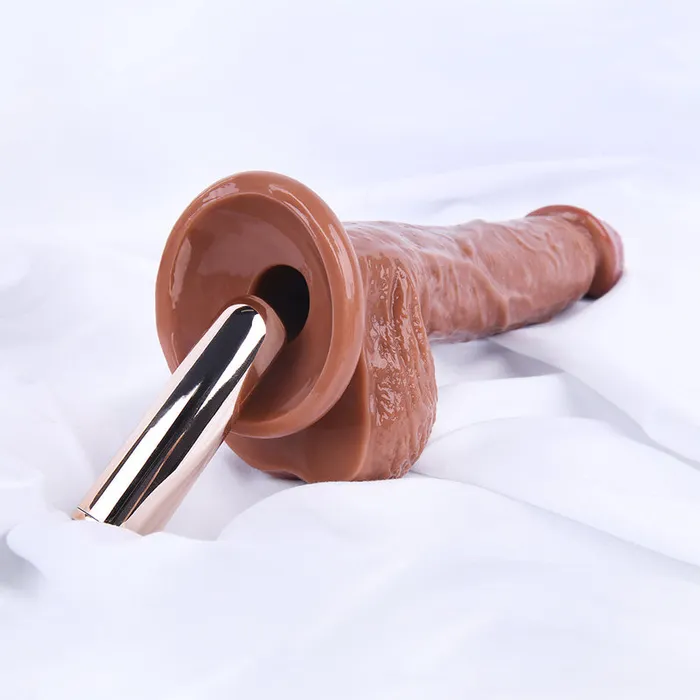 MD Female Sex Toys MD Valen 21cm Realistic Vibrating Dildo with Suction Cup Brown