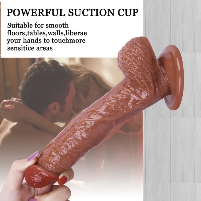 MD Female Sex Toys MD Valen 21cm Realistic Vibrating Dildo with Suction Cup Brown