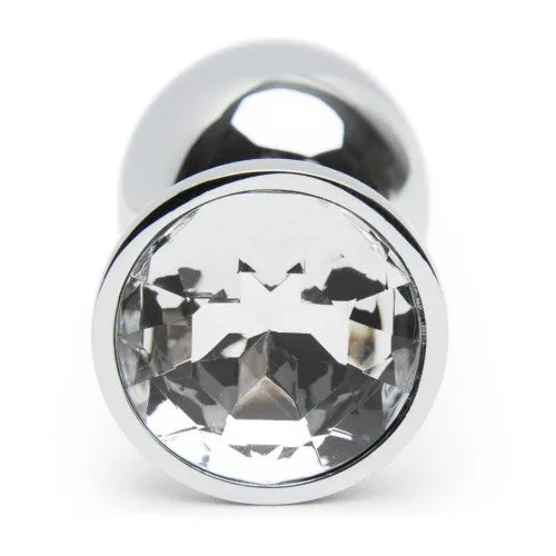 Naughty Toys Anal LARGE Clear Crystal Metal Butt Plug Anal Jewel 9 cm