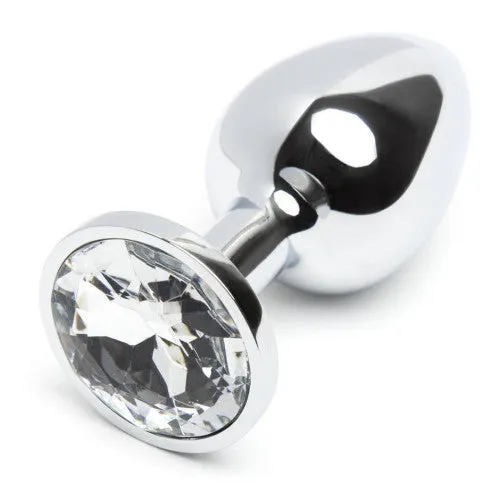 Naughty Toys Anal LARGE Clear Crystal Metal Butt Plug Anal Jewel 9 cm