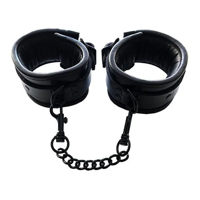 Rouge Padded Leather Ankle Cuffs Black Rouge Garments Restraints