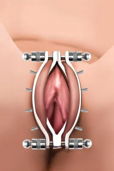 Sex On the Go Male Sex Toys Spread Em Stainless Steel Poker Labia Clamp with Adjustable Pressure Screws