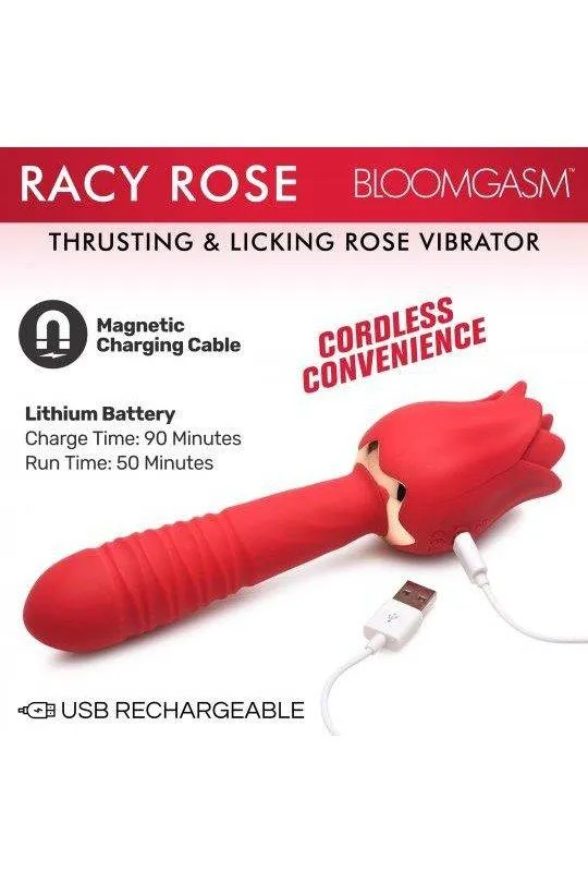 Sex On the Go Vibrators Racy Rose Thrusting and Licking Rose Vibrator