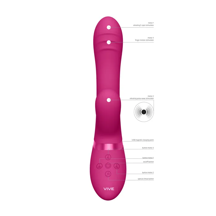 Shots Toys Vibrators Vive Tani Finger Motion With Pulse Wave Vibrator Pink