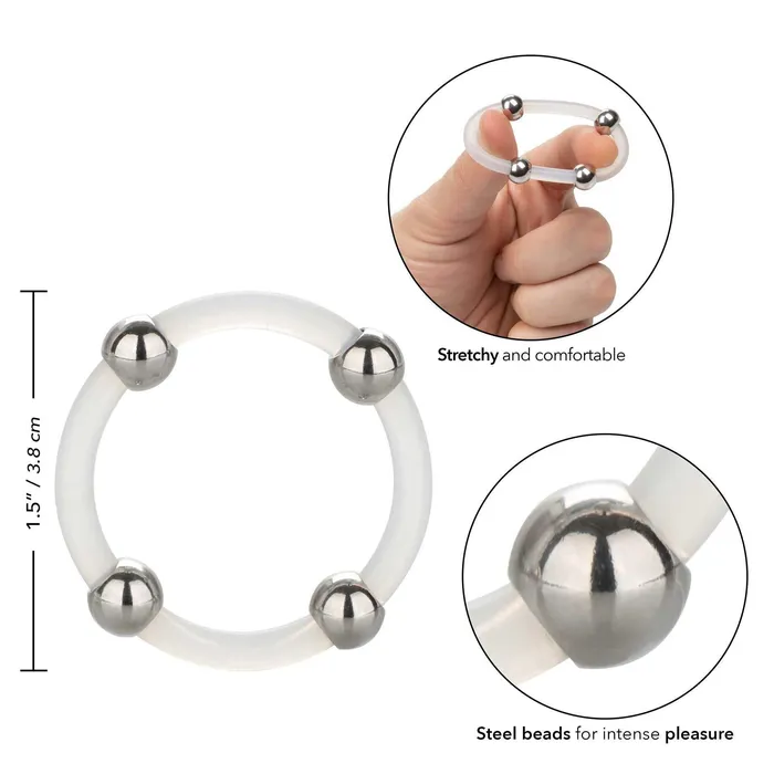 Steel Beaded Silicone Ring XL California Exotic Male Sex Toys