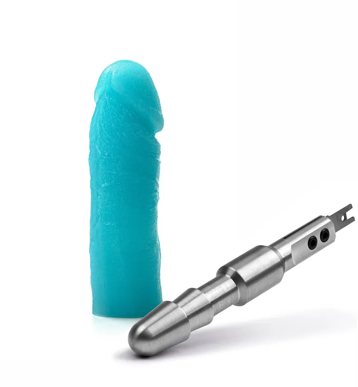 vaculock Dildos Reciprocating Saw Adapter With 6 inch Aqua Glow In The Dark VacuLock DildoRSA adapterDildo