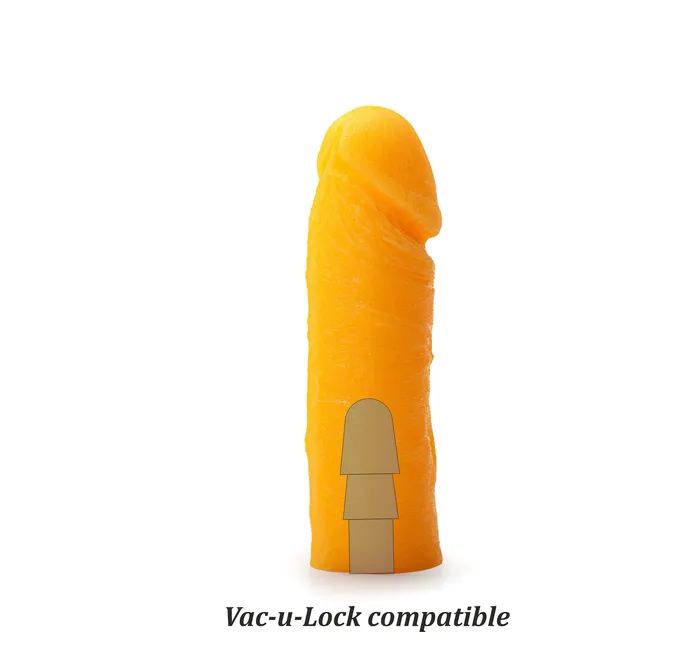 vaculock Dildos Reciprocating Saw Adapter With 6 inch Orange Glow In The Dark VacuLock DildoRSA adapterDildo