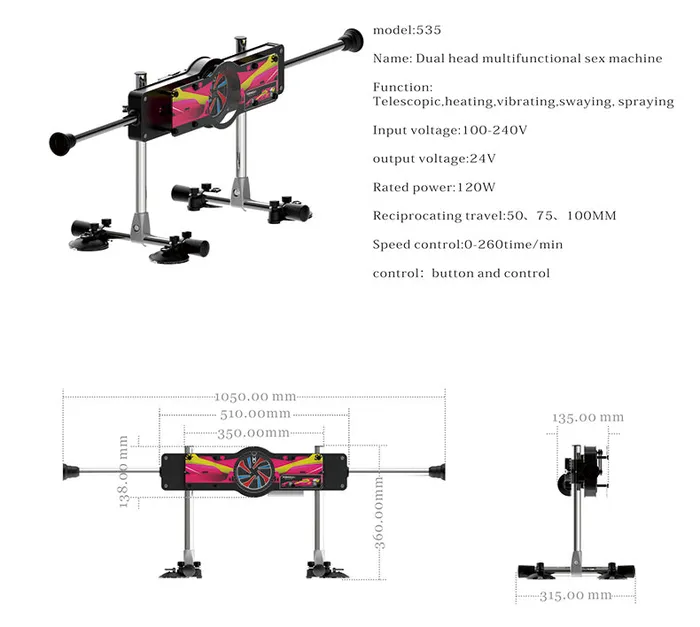 ZSex Female Sex Toys ZSex 535 Remote Control Couples Double Ended Auto Thrusting Sex Machine Kit